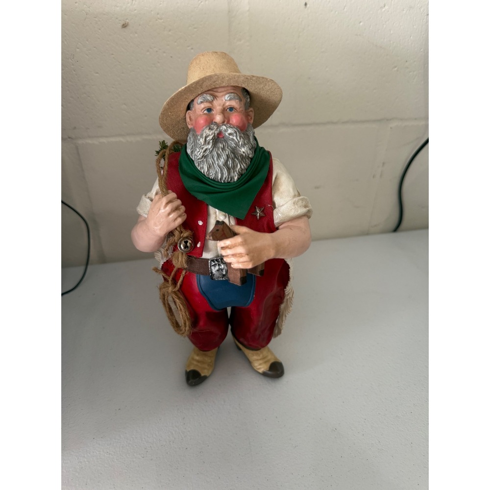 Vintage 1996 Ron Lee Cowboy Santa Figurine Western Christmas Decor 11.5 Inch